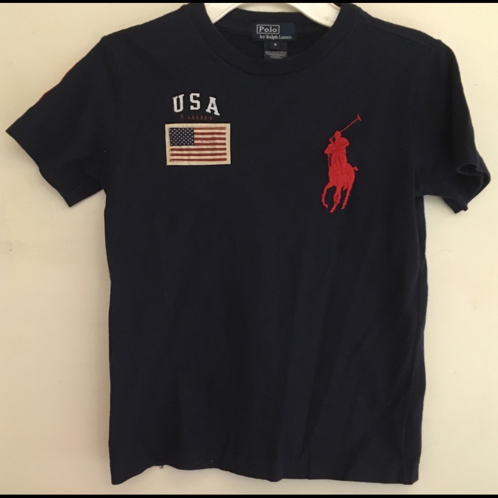 Ralph Lauren Polo USA Big Pony Tee Boys sz 6